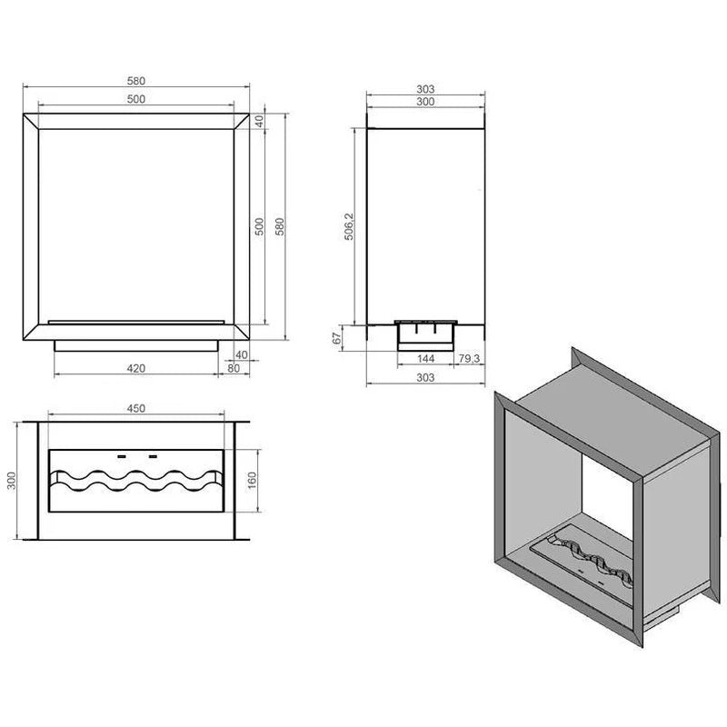 Villarica See-Through Fireplace 58 cm