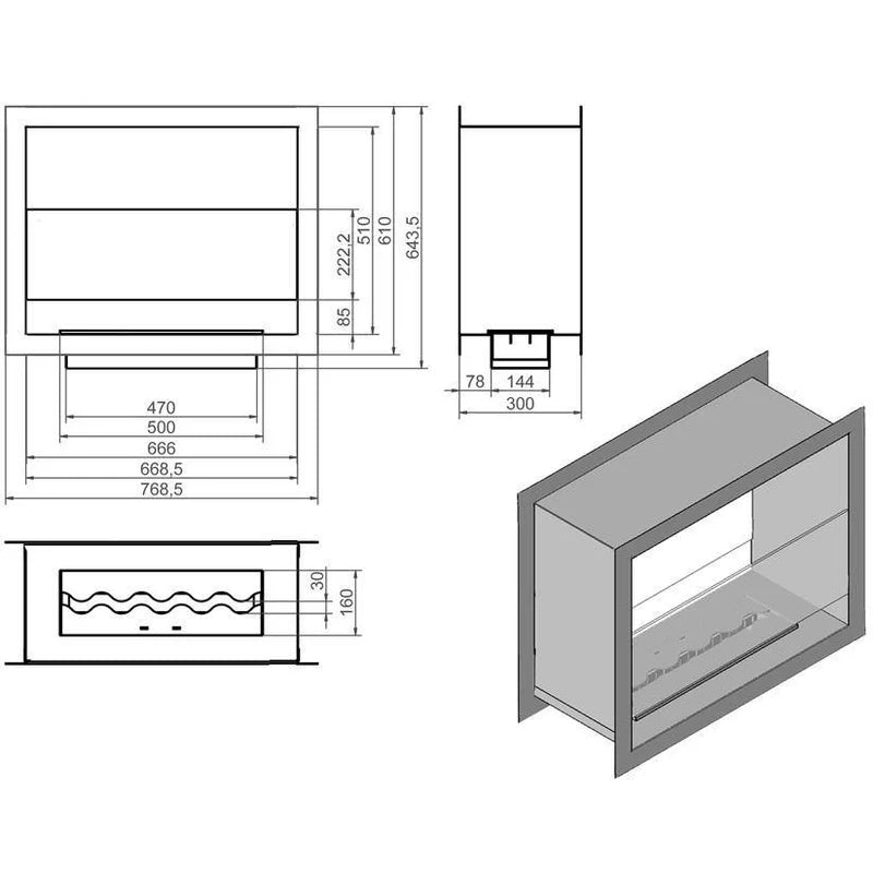 Villarica See-Through Fireplace 77 cm