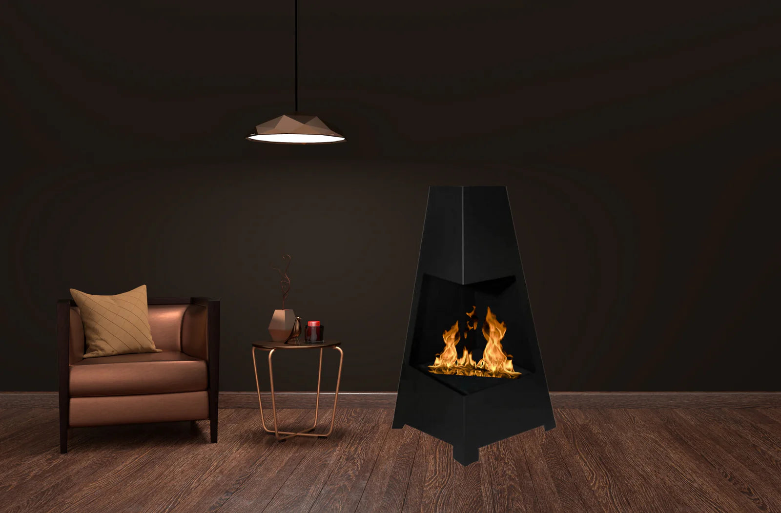 Voro Bio Ethanol Freestanding Fireplace H100 cm