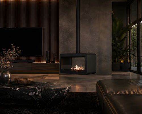 Aether Tube Ceiling Fireplace Black 80 - 120 cm