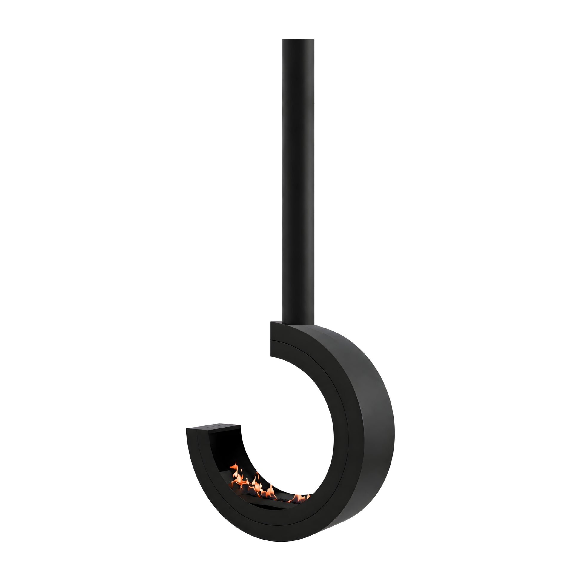 Arcos 3/4 Tube Ceiling Fireplace Black Ø80 - Ø120 cm