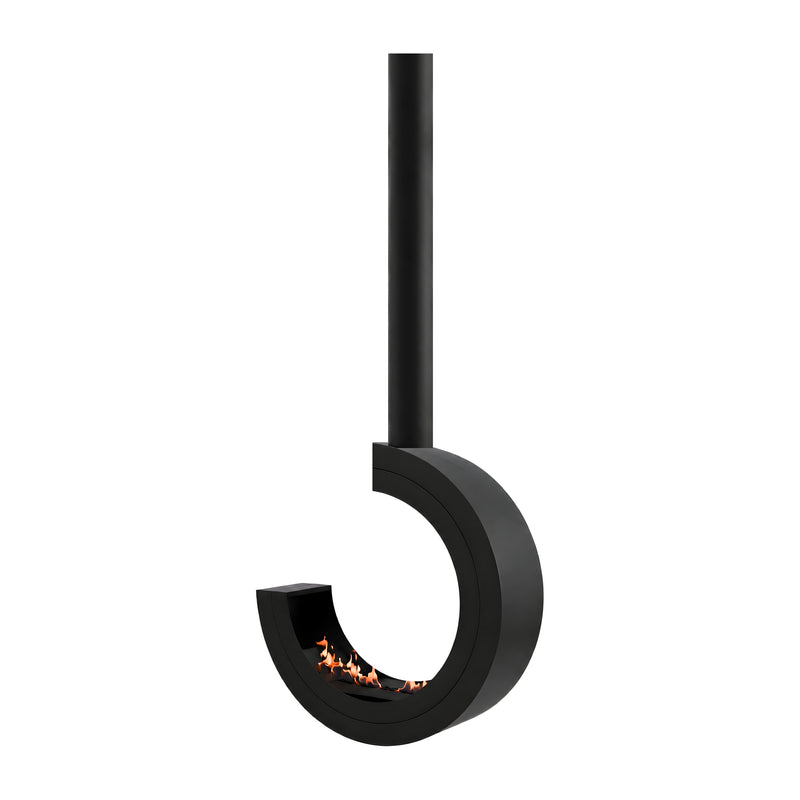 Arcos 3/4 Tube Ceiling Fireplace Black Ø80 - Ø120 cm