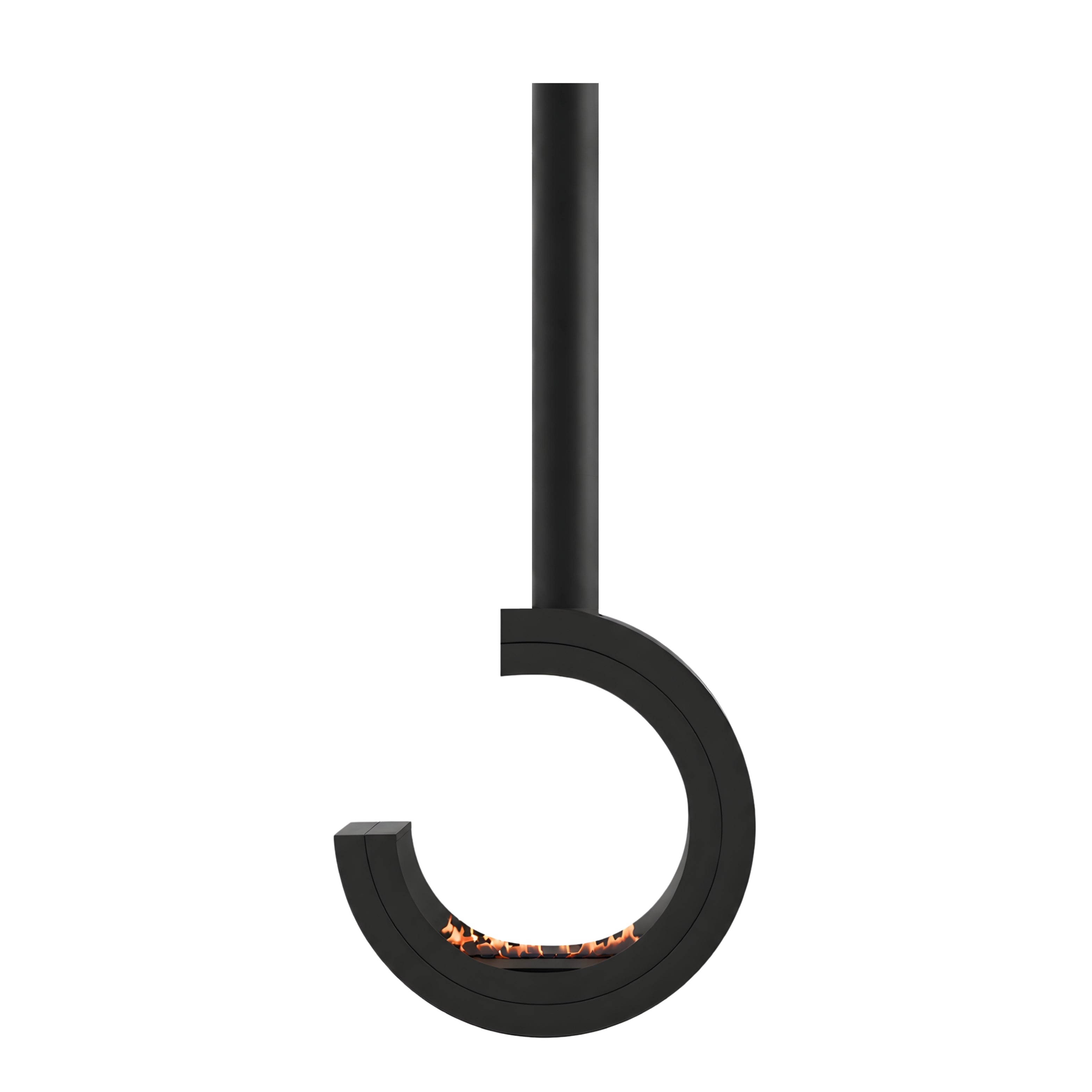 Image of Arcos 3/4 Tube Ceiling Fireplace Black Ø80 - Ø120 cm