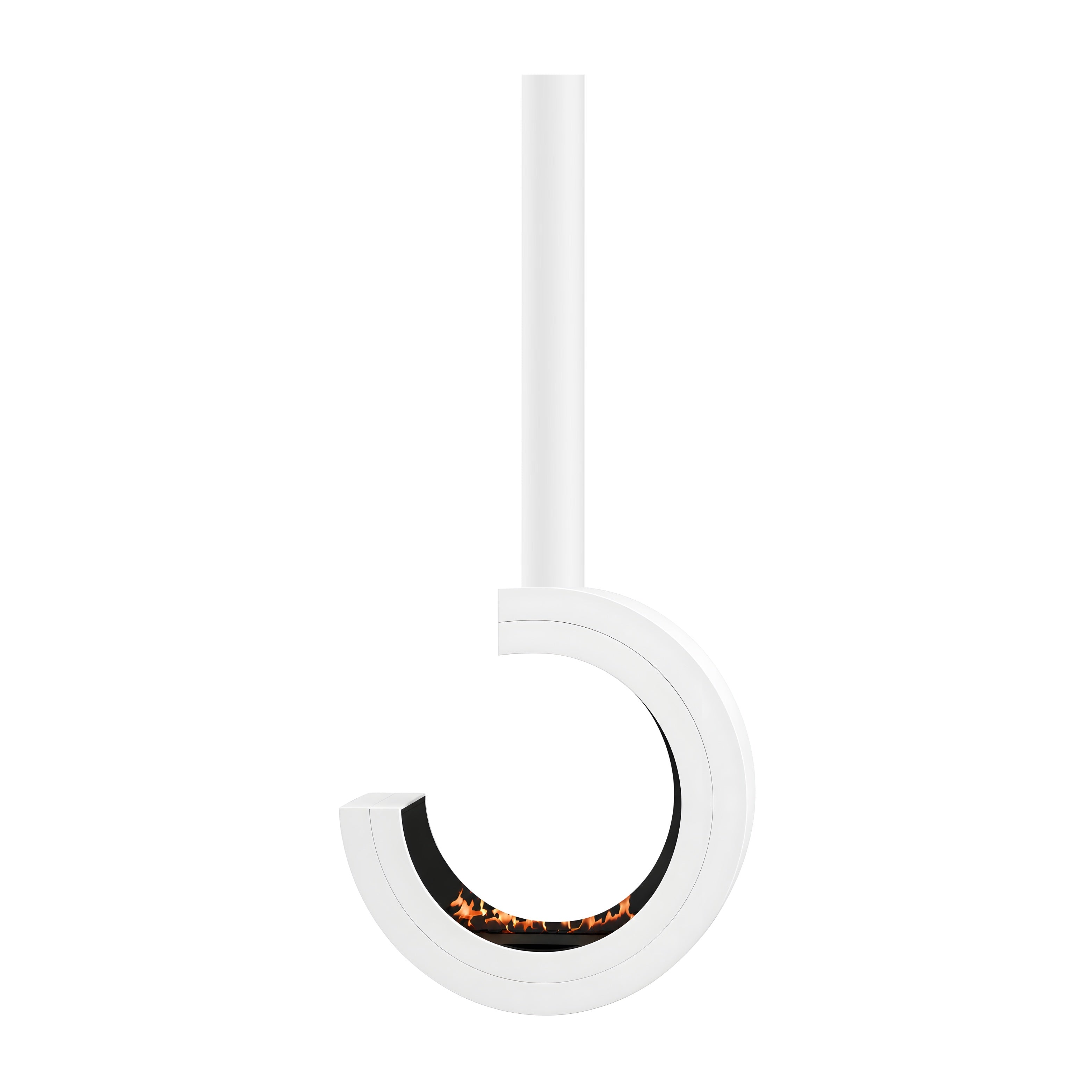 Image of Arcos 3/4 Tube Ceiling Fireplace White Ø80 - Ø120 cm