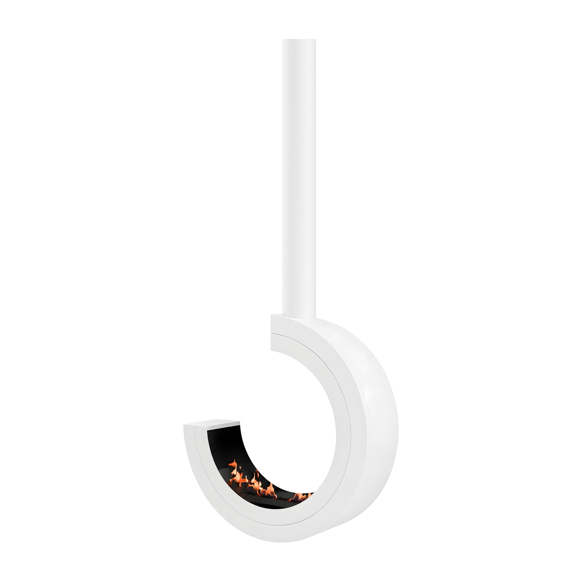 Arcos 3/4 Tube Ceiling Fireplace White Ø80 - Ø120 cm
