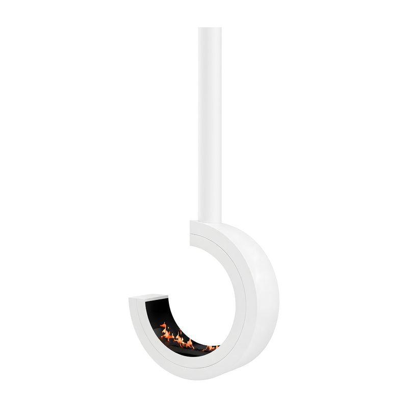Arcos 3/4 Tube Ceiling Fireplace White Ø80 - Ø120 cm