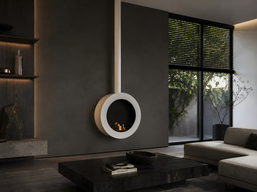 Arcos Close Tube Ceiling Fireplace White Ø80 - Ø120 cm