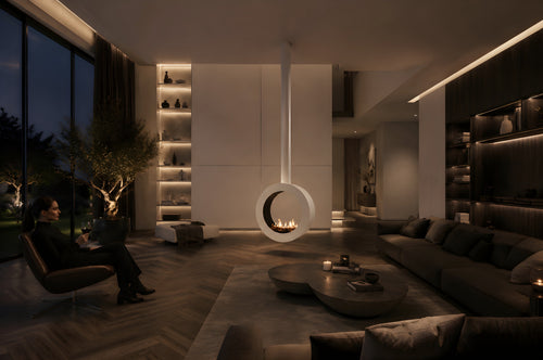 Arcos Tube Ceiling Fireplace White Ø80 - Ø120 cm