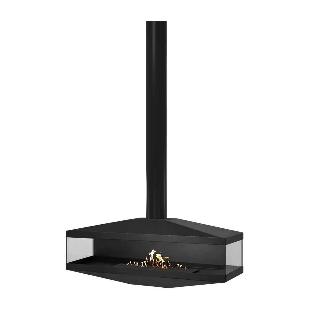 Aura Close Tube Black See-Through Ceiling Fireplace 120 cm