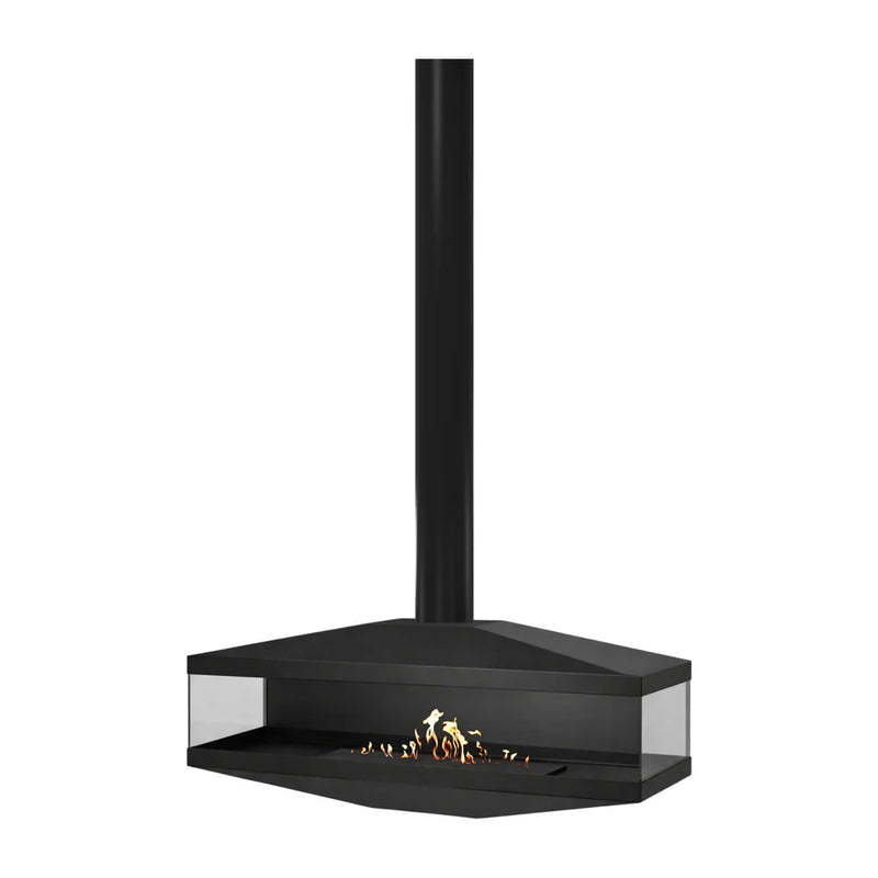 Aura Close Tube Black See-Through Ceiling Fireplace 120 cm