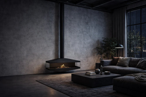 Aura Close Tube Black See-Through Ceiling Fireplace 120 cm