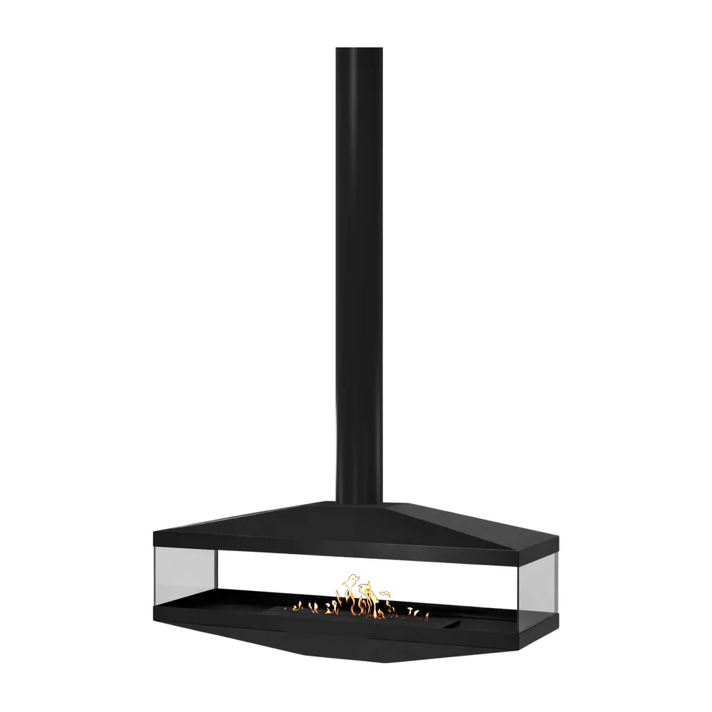 Aura Tube Black See-through Ceiling Fireplace 120 cm