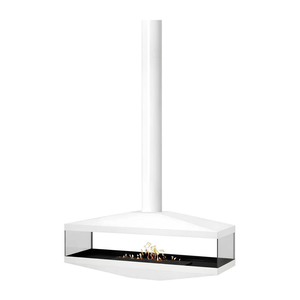 Image of Aura Tube White See-Through Ceiling Fireplace 120 cm
