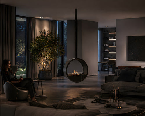 Aurel Roundfire Ceiling Fireplace Black Ø80 - Ø120 cm