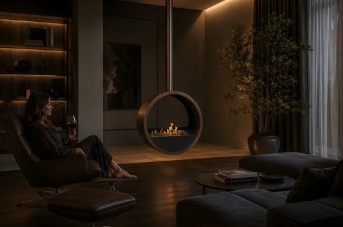 Aurel Roundfire Ceiling Fireplace Dark Bronze Ø80 - Ø120 cm
