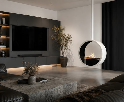 Aurel Roundfire Ceiling Fireplace White Ø80 - Ø120 cm