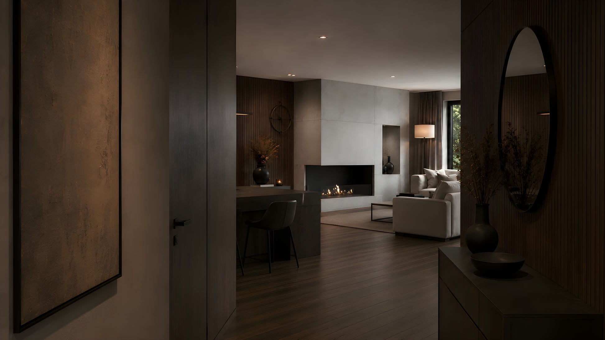 Base Left Built-in Corner Fireplace 100 cm