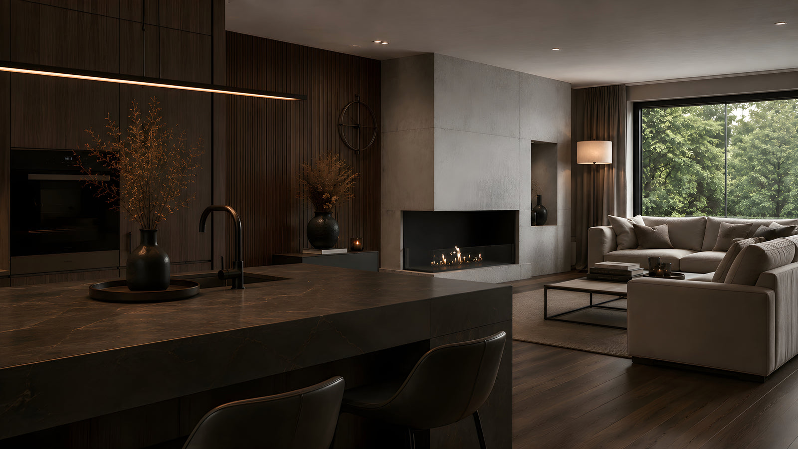 Base Left Built-in Corner Fireplace 100 cm