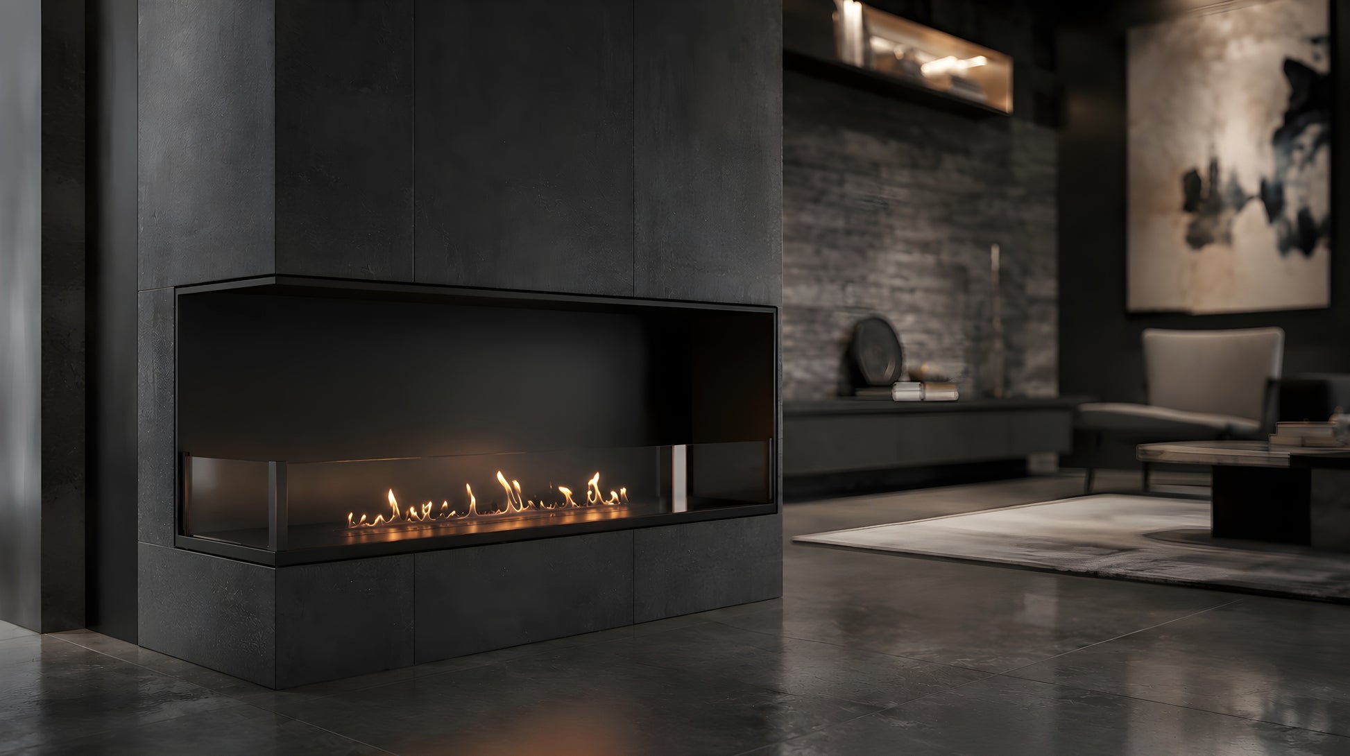 Base Left Built-in Corner Fireplace 140 cm
