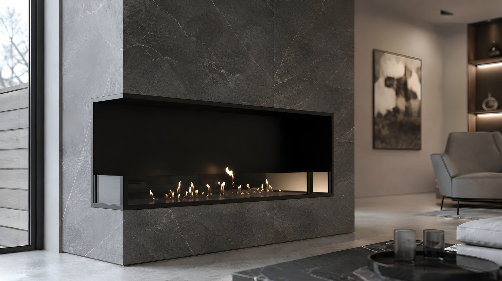 Base Left Built-in Corner Fireplace 150 cm