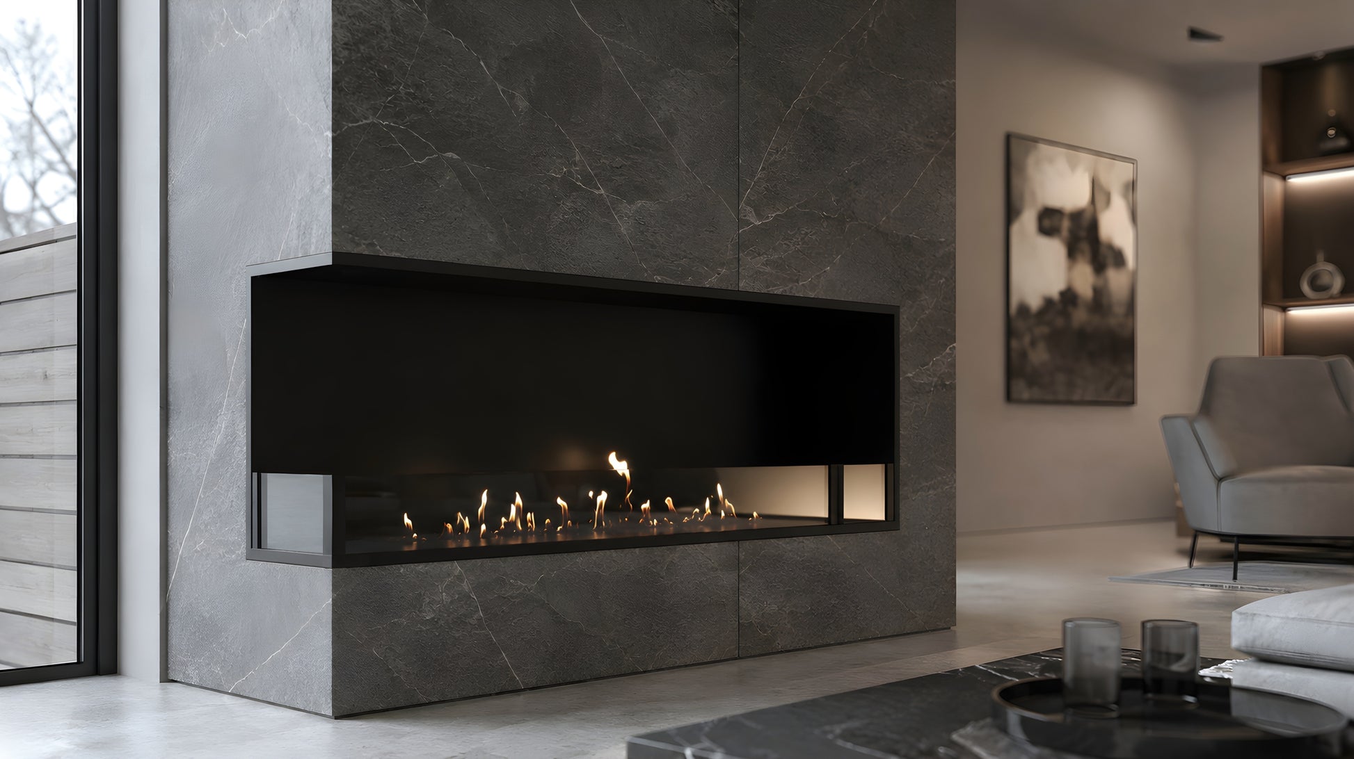 Base Left Built-in Corner Fireplace 150 cm