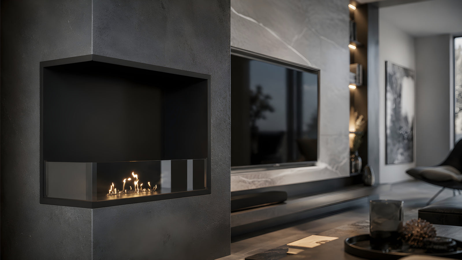 Base Left Built-in Corner Fireplace 60 cm
