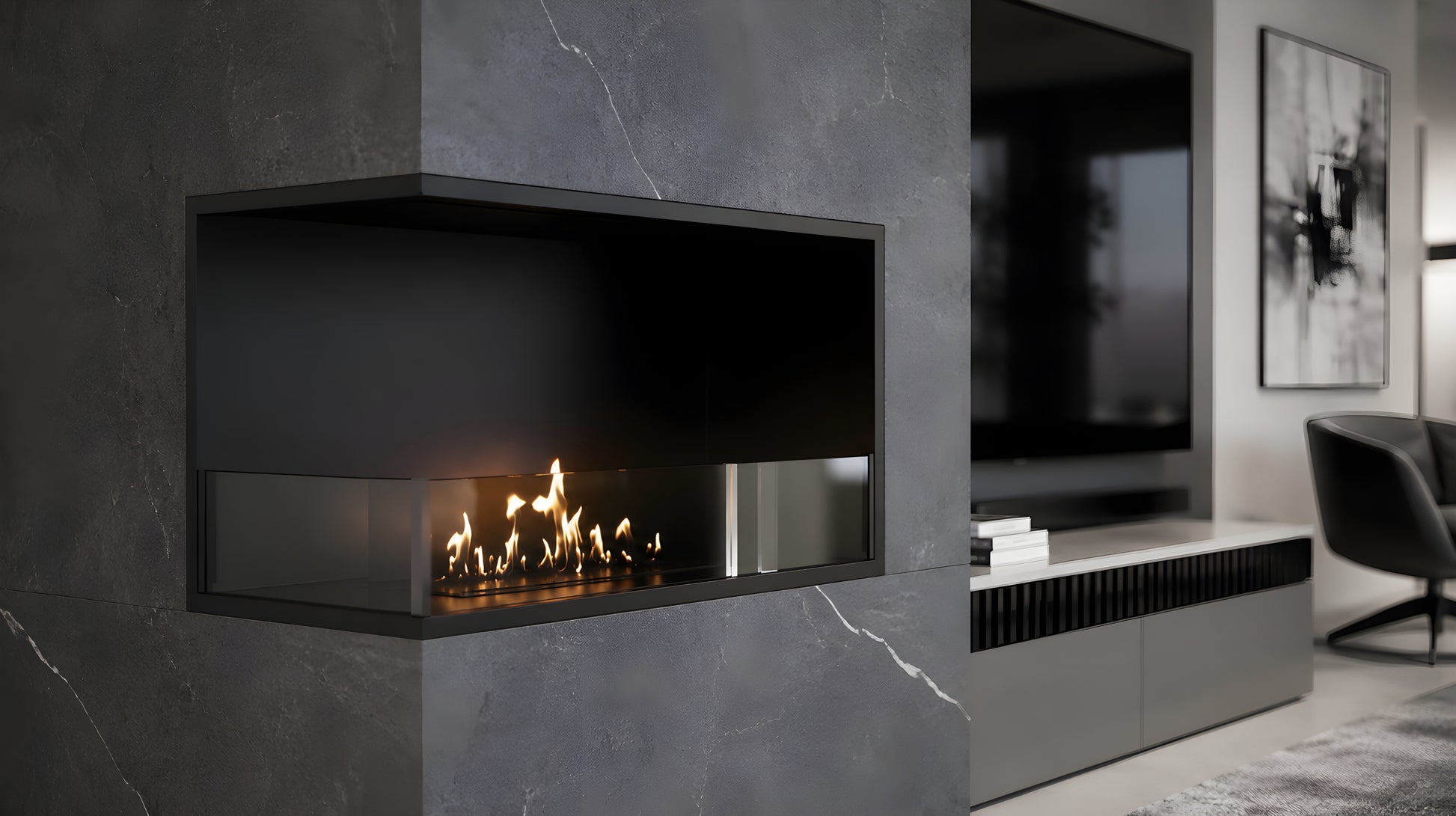 Base Left Built-in Corner Fireplace 70 cm