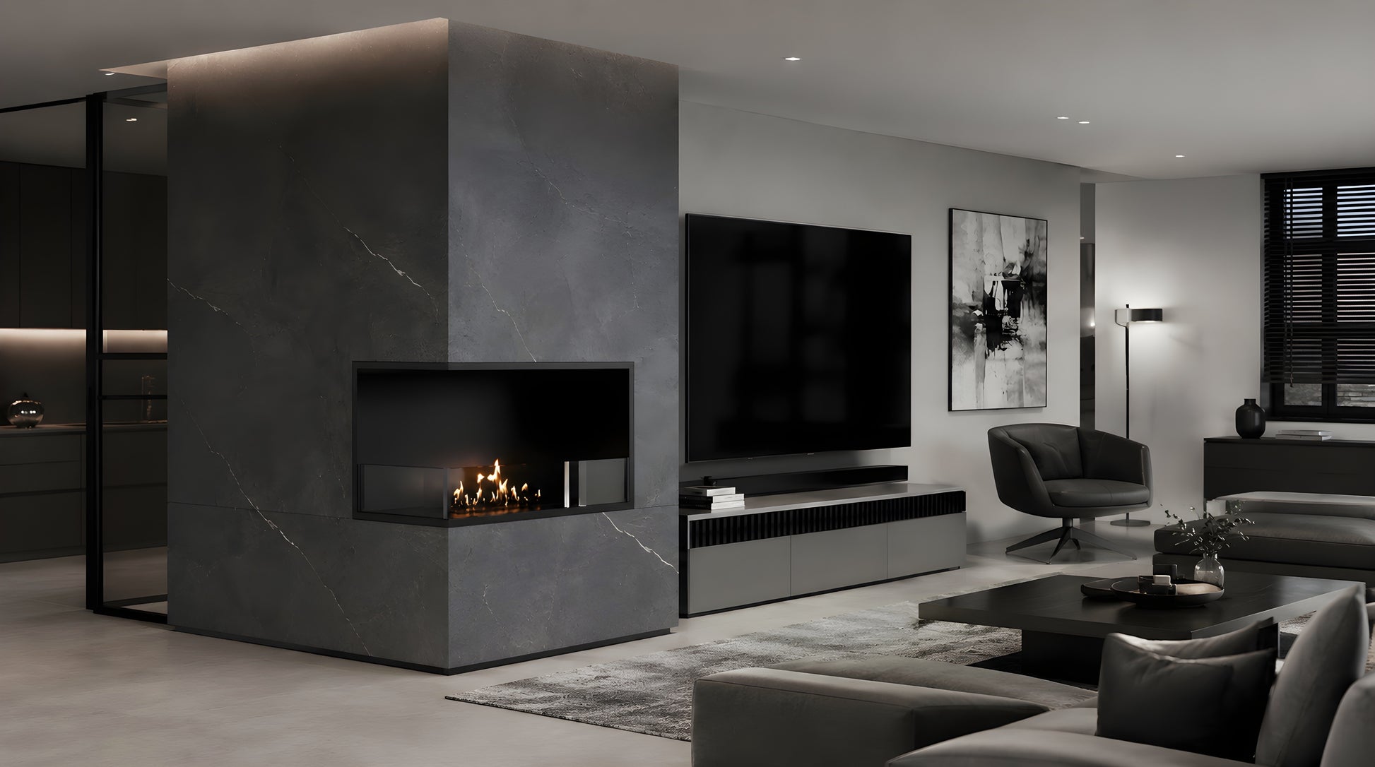 Base Left Built-in Corner Fireplace 70 cm