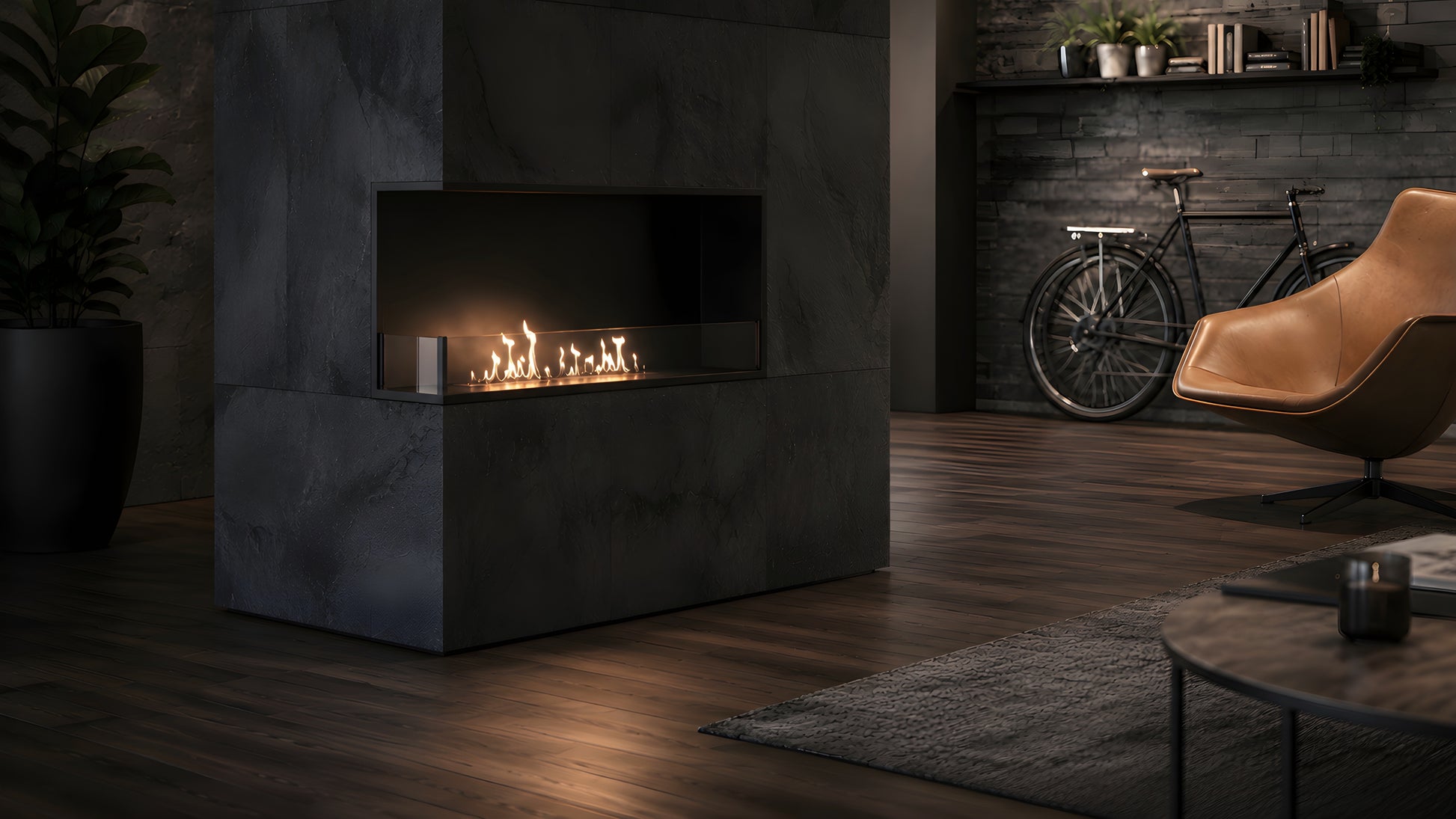 Base Left Built-in Corner Fireplace 80 cm