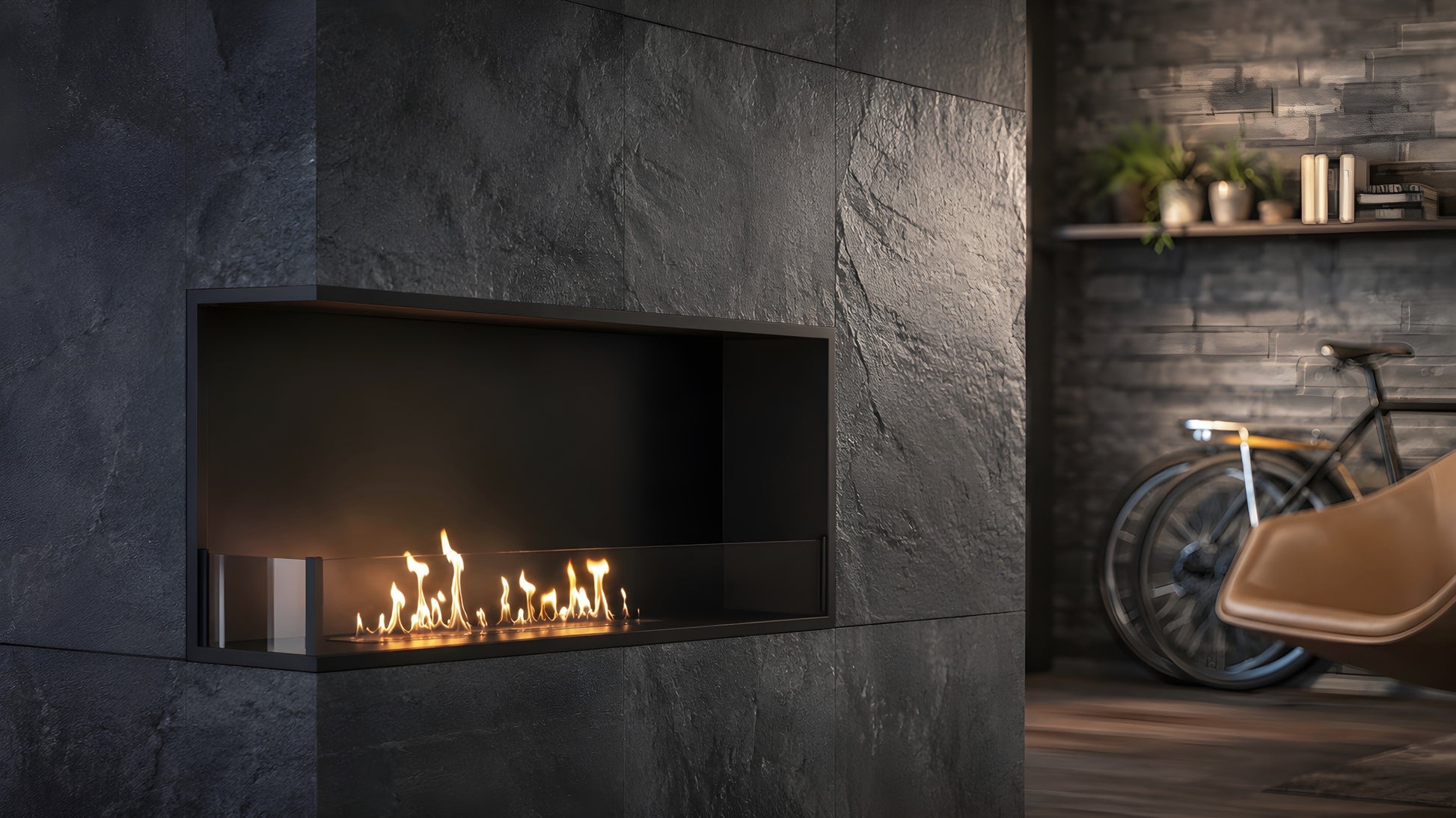 Base Left Built-in Corner Fireplace 80 cm