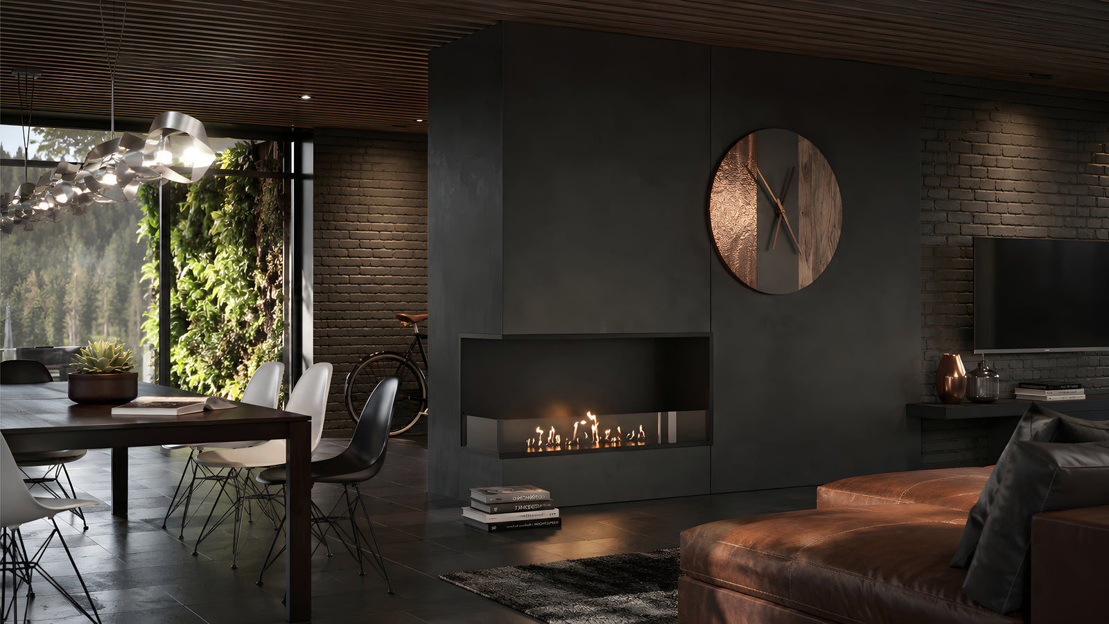 Base Left Built-in Corner Fireplace 90 cm