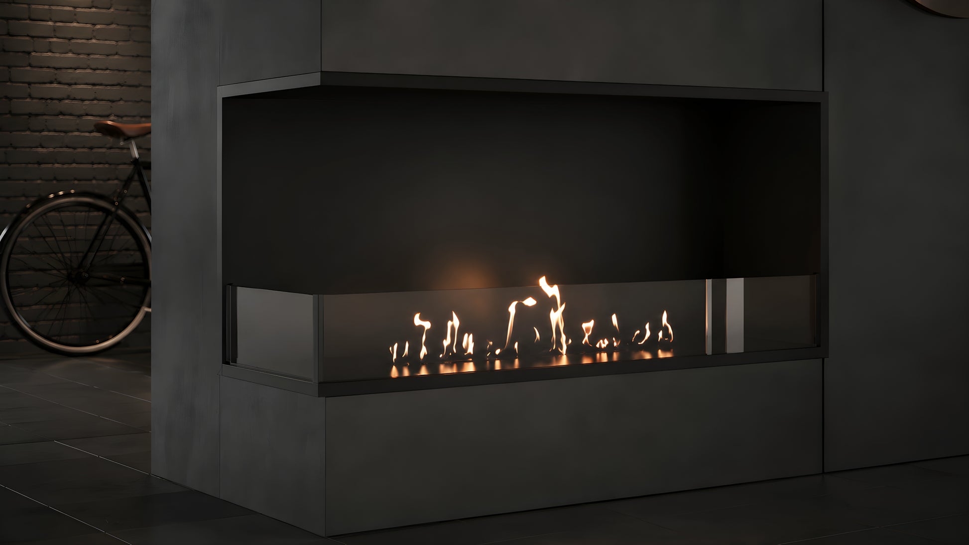 Base Left Built-in Corner Fireplace 90 cm