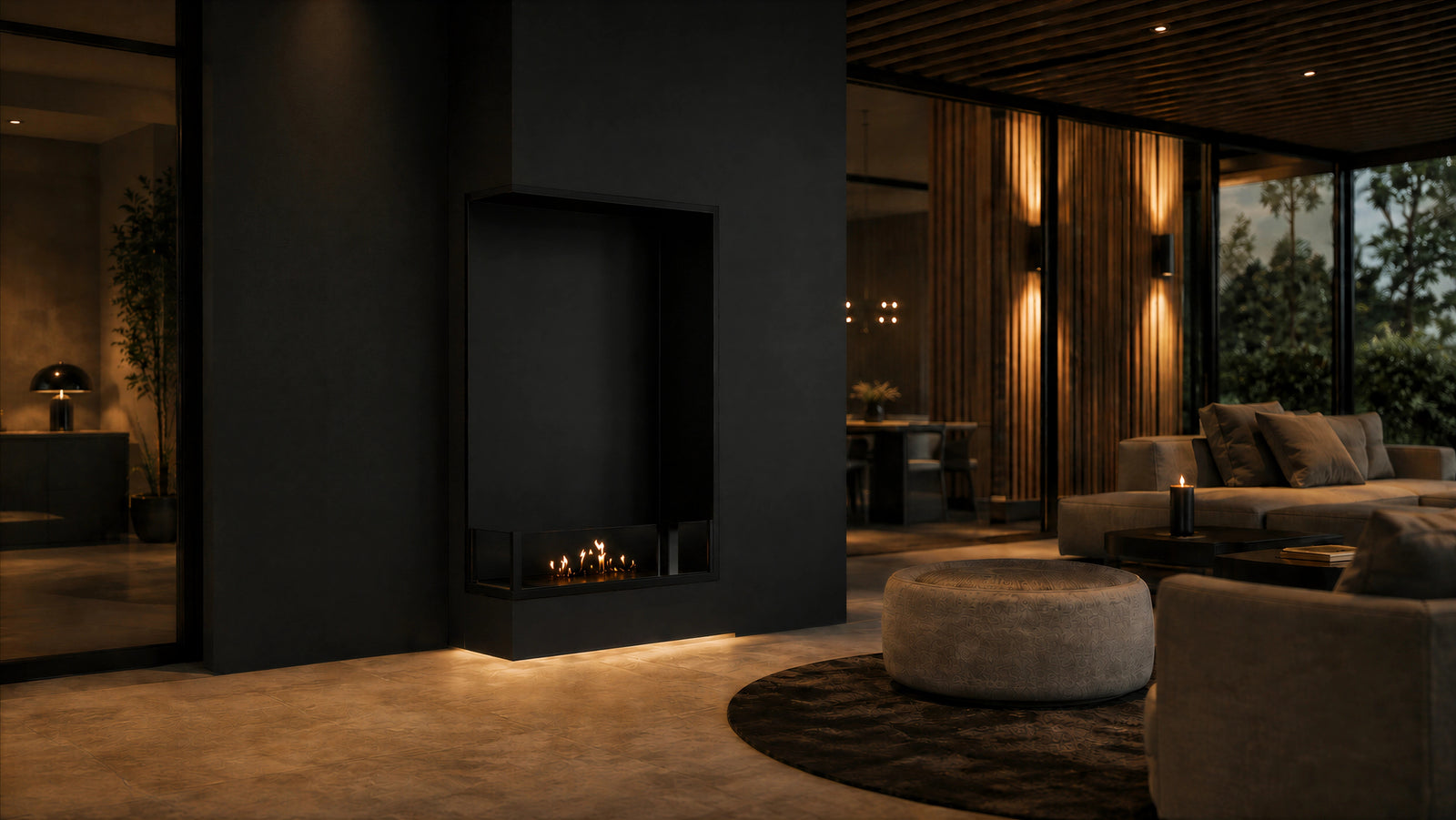 Base Left Vertical Built-in Corner Fireplace 60 x 160 cm