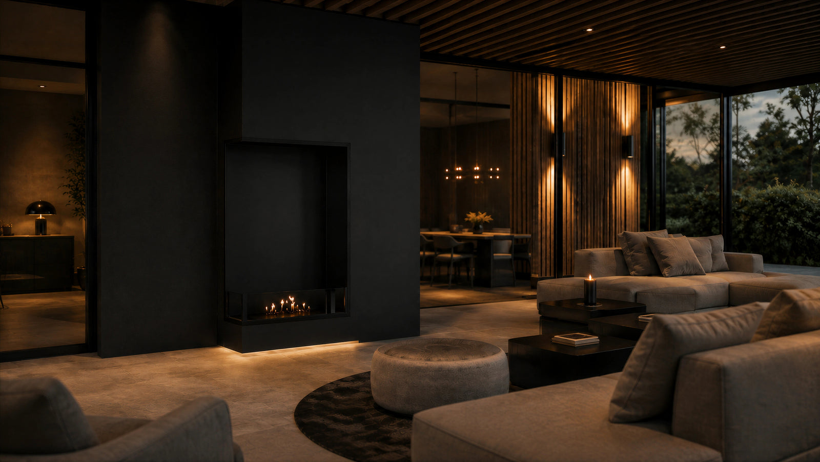 Base Left Vertical Built-in Corner Fireplace 60 x 160 cm