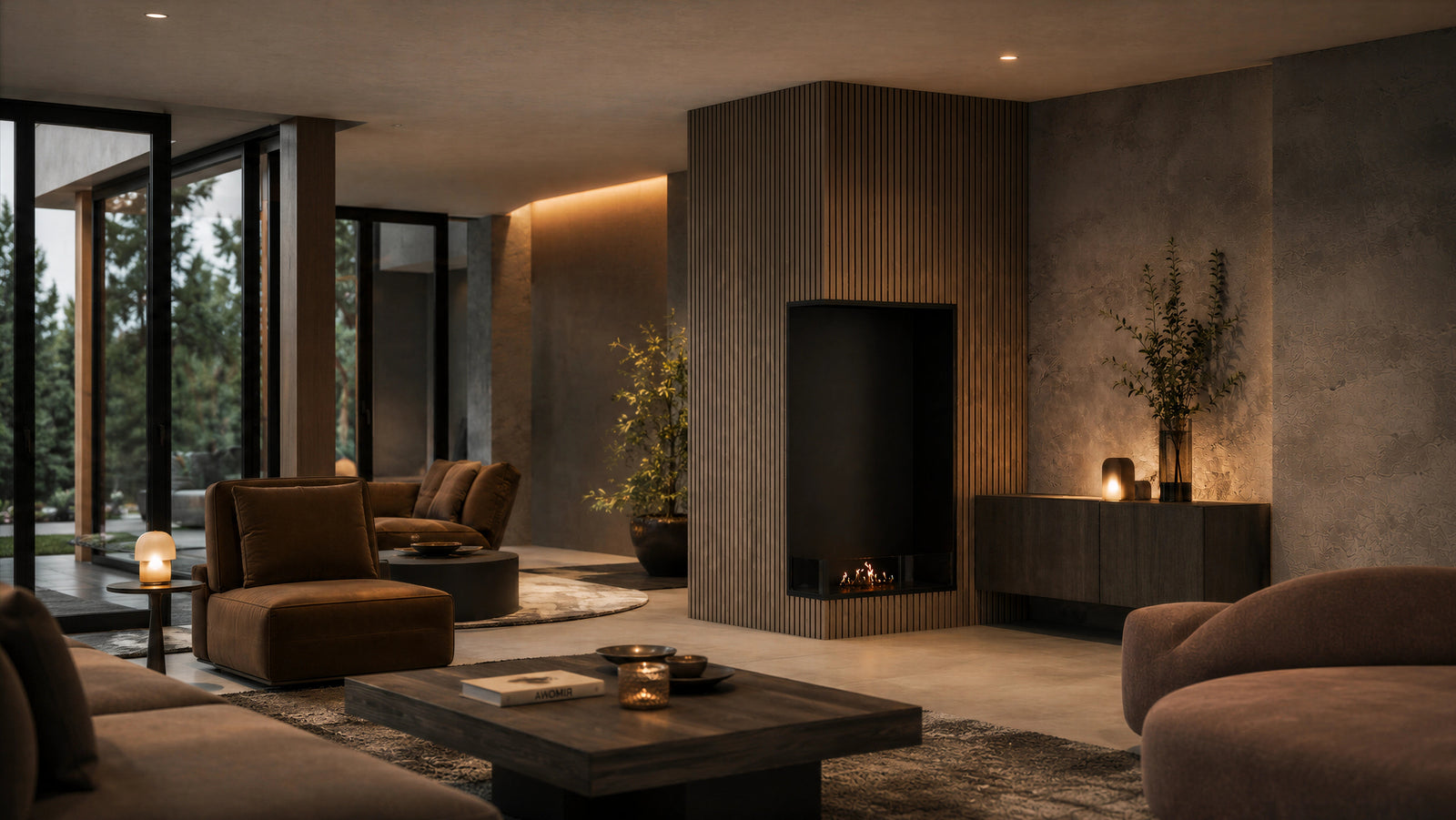 Base Left Vertical Built-in Corner Fireplace 70 x 100 cm