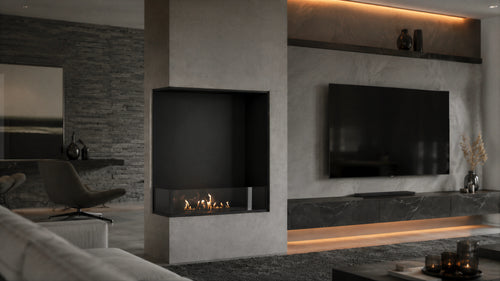 Base Left Vertical Built-in Corner Fireplace 80 x 100 cm