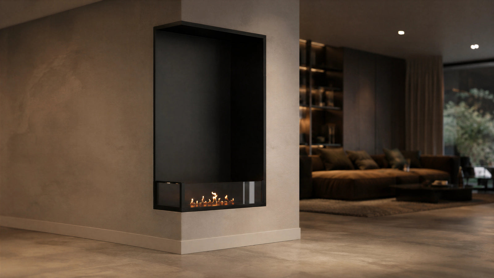 Base Left Vertical Built-in Corner Fireplace 80 x 120 cm