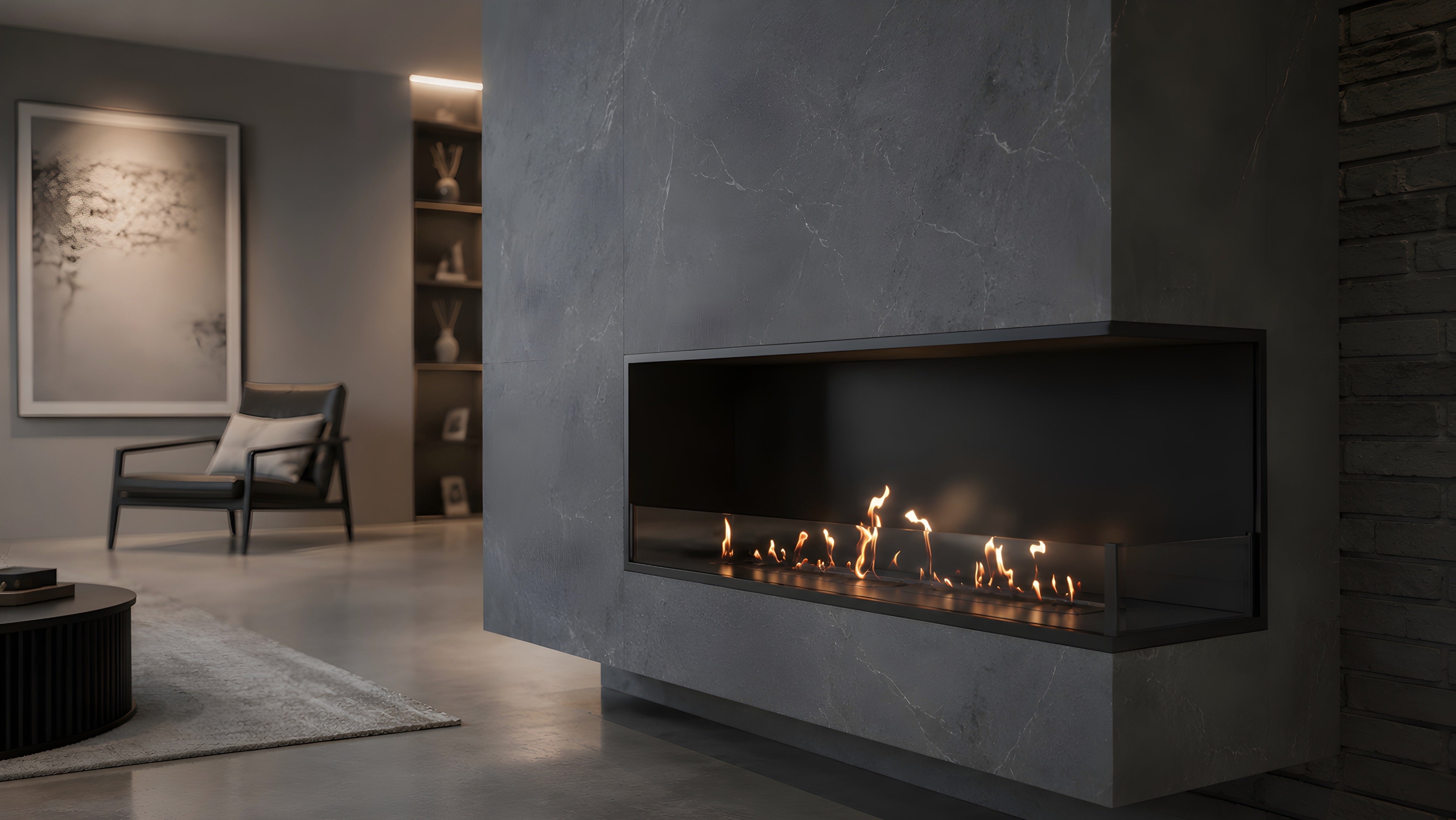 Image of Base Right Built-in Corner Fireplace 100 cm