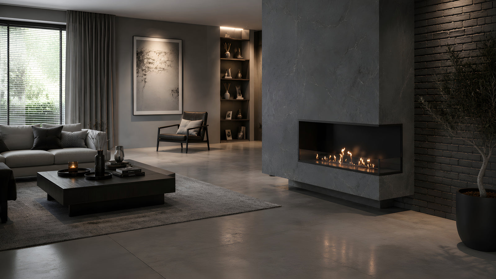 Base Right Built-in Corner Fireplace 100 cm