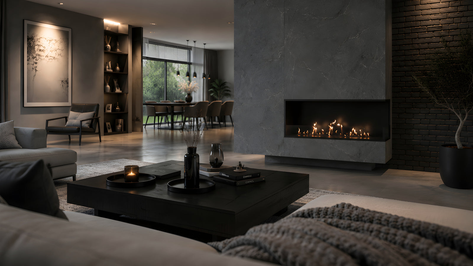 Base Right Built-in Corner Fireplace 100 cm