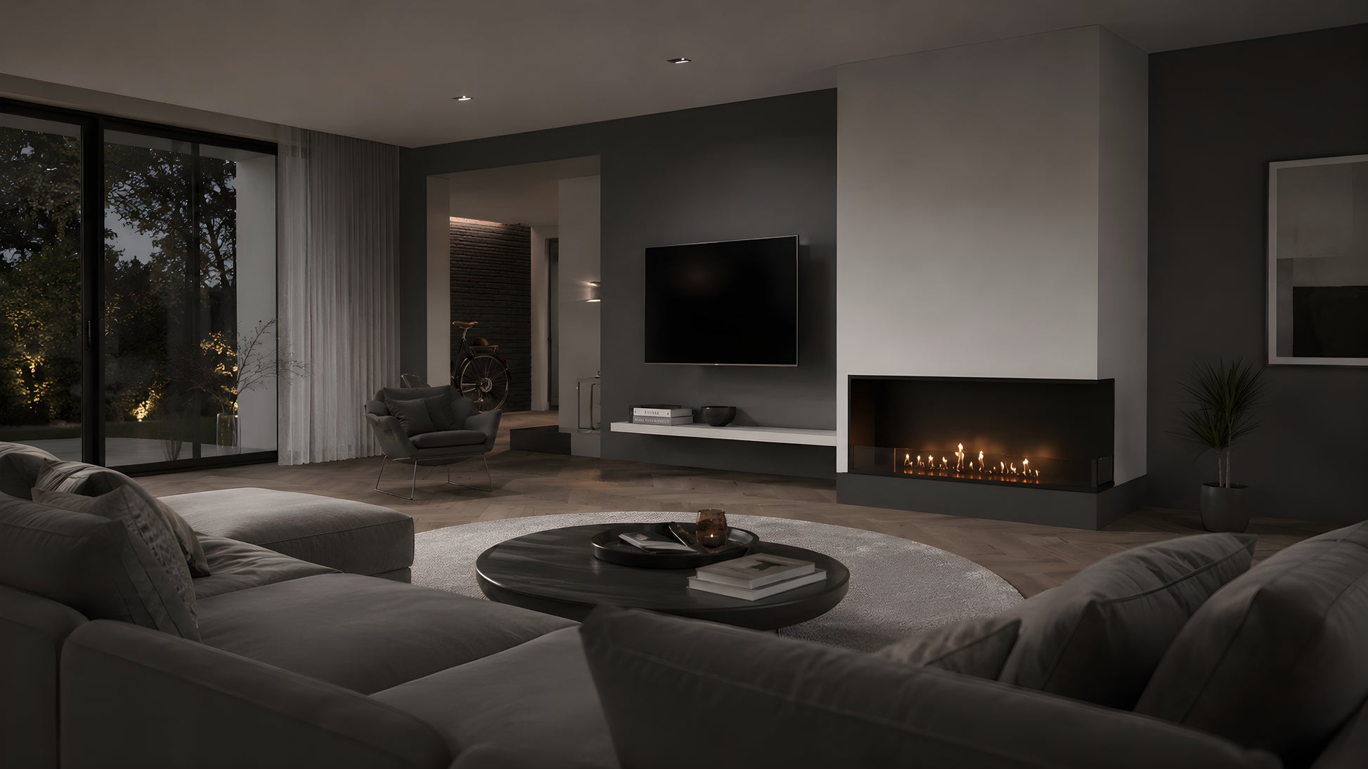 Base Right Built-in Corner Fireplace 110 cm