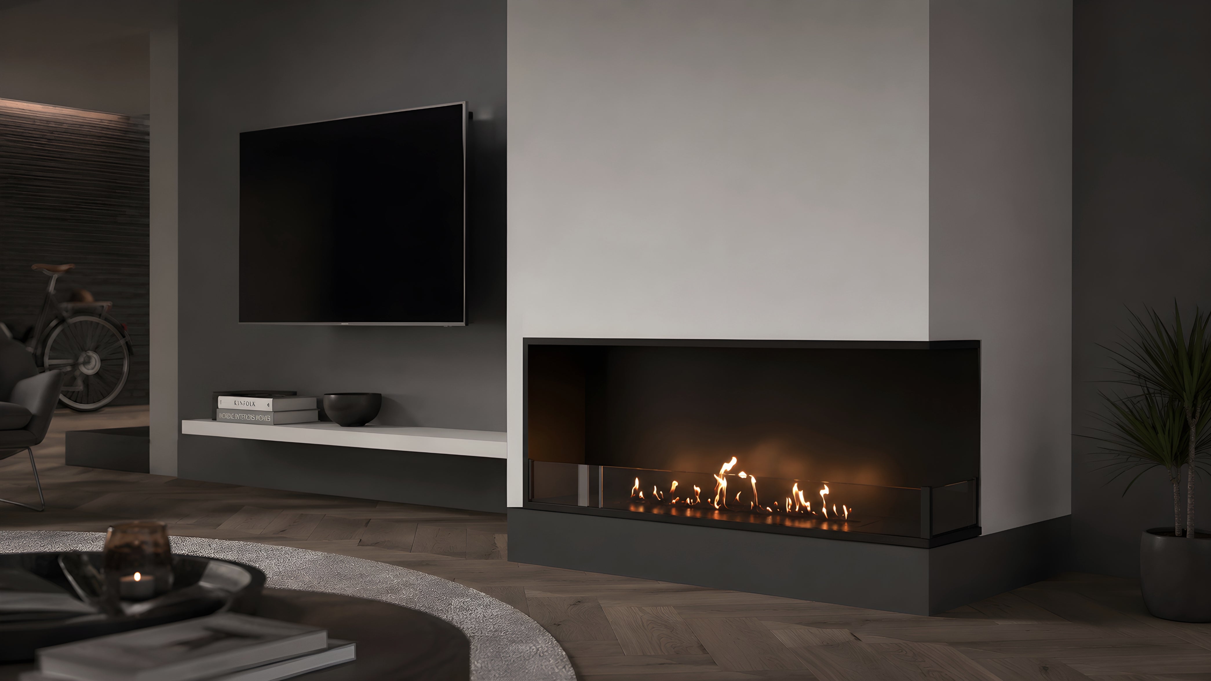 Image of Base Right Built-in Corner Fireplace 110 cm