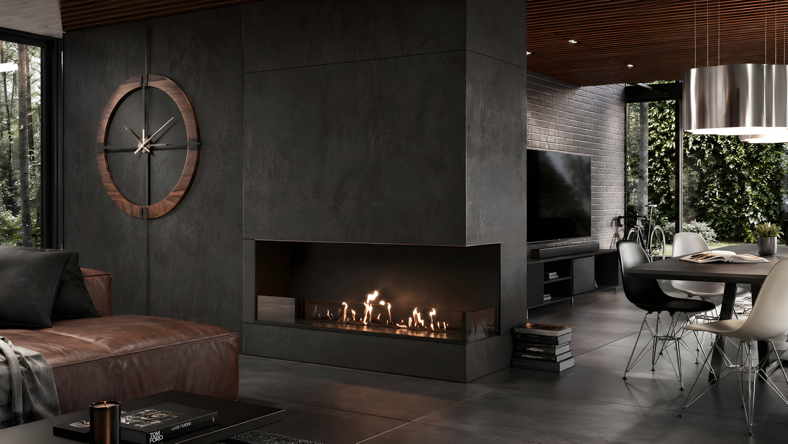 Base Right Built-in Corner Fireplace 120 cm