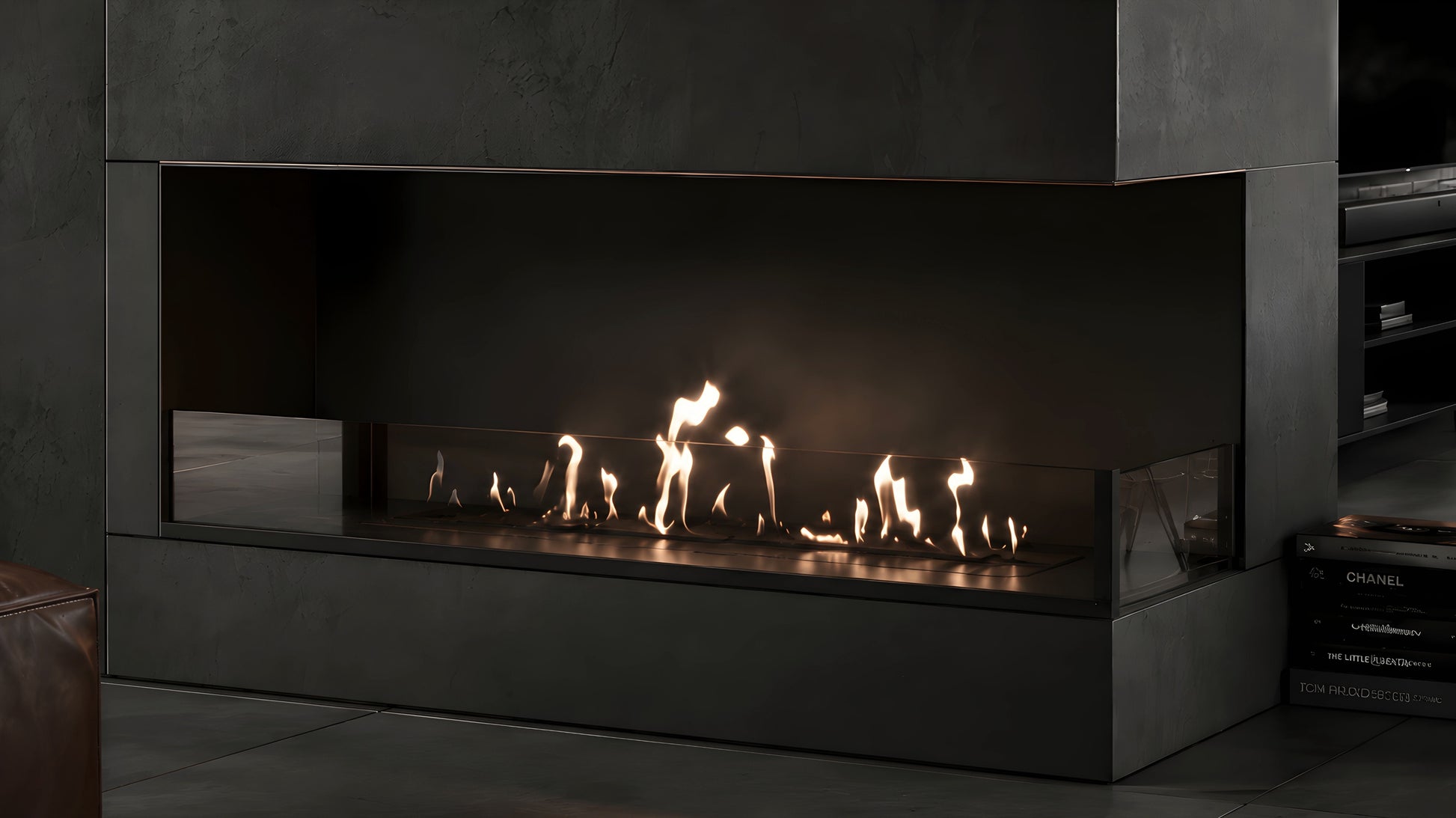 Base Right Built-in Corner Fireplace 120 cm