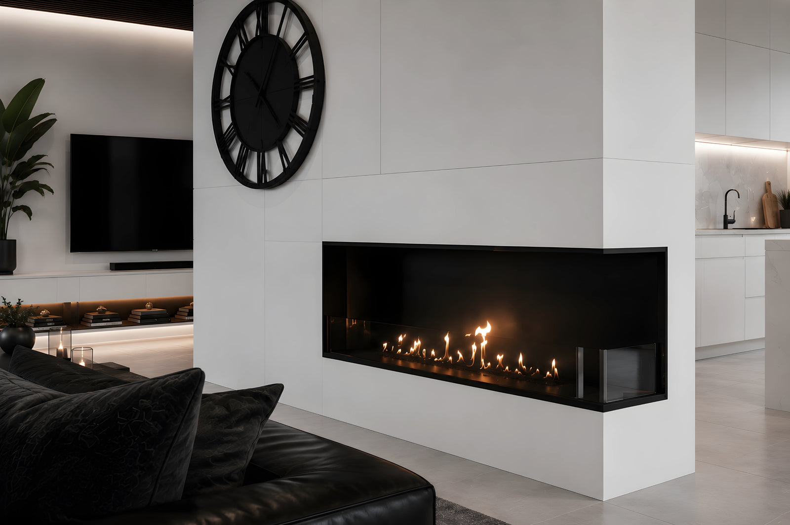 Base Right Built-in Corner Fireplace 130 cm