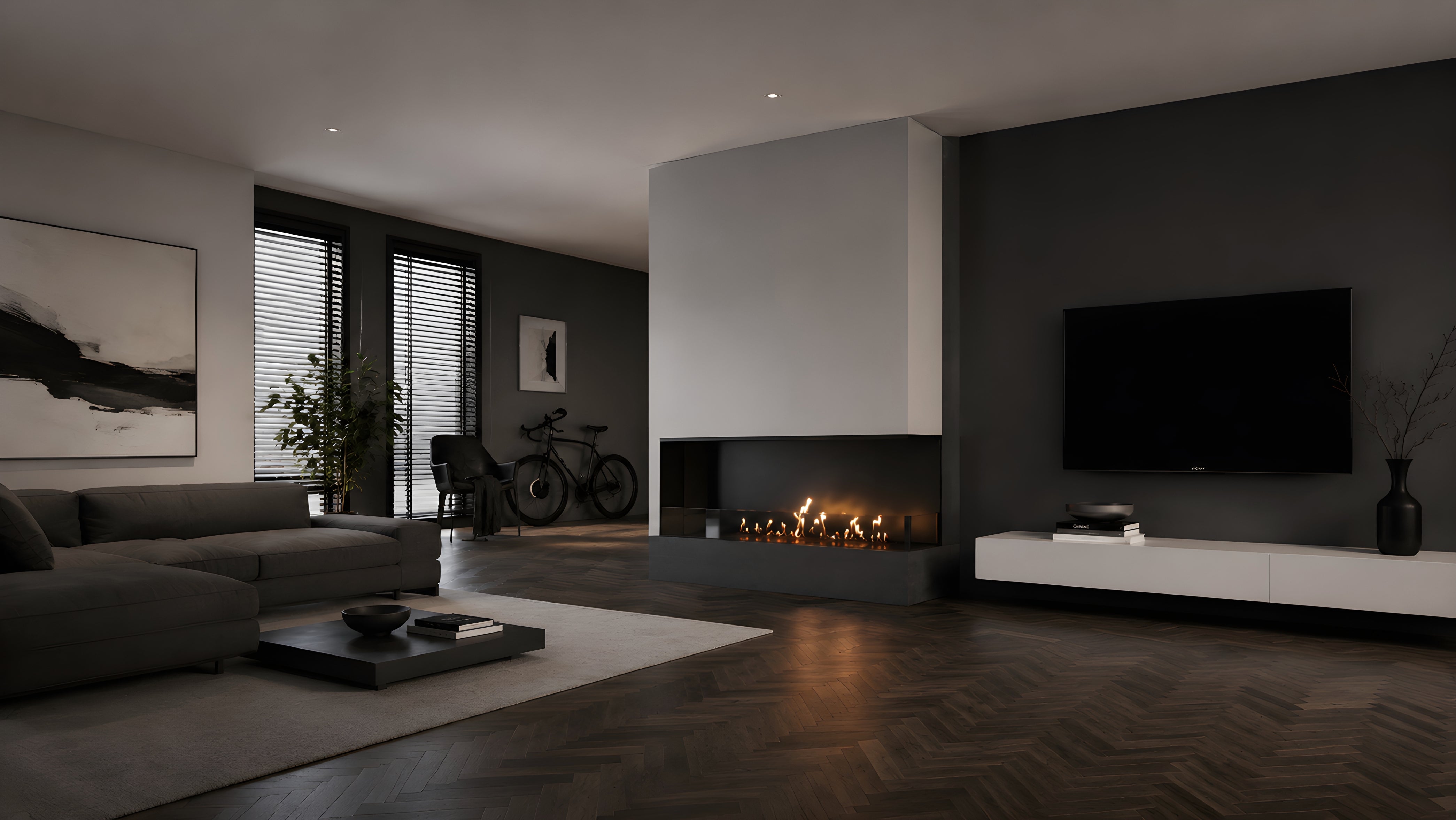 Image of Base Right Built-in Corner Fireplace 140 cm