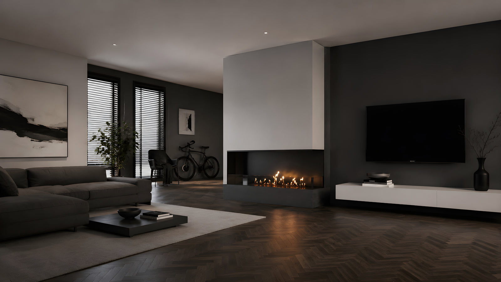 Base Right Built-in Corner Fireplace 140 cm
