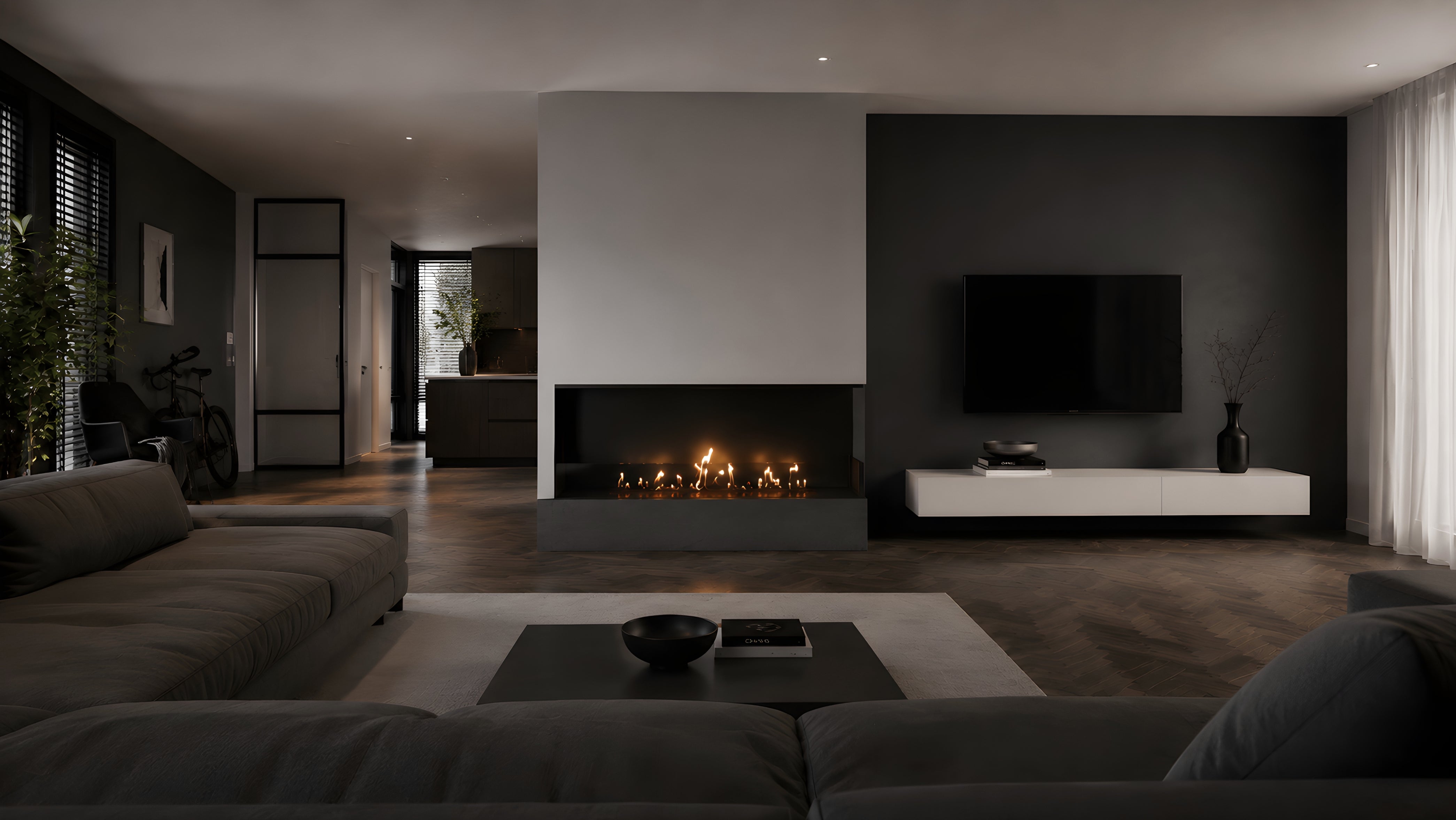 Image of Base Right Built-in Corner Fireplace 140 cm