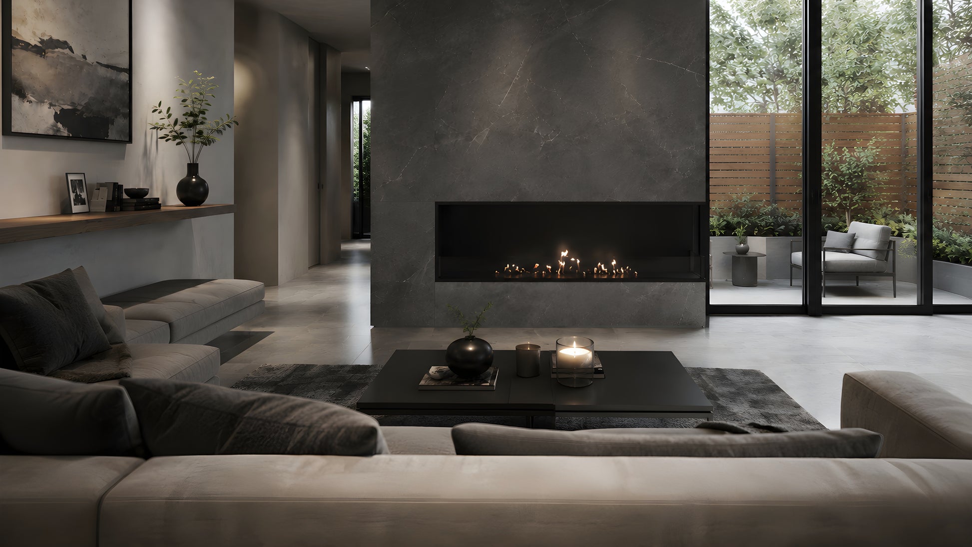 Base Right Built-in Corner Fireplace 150 cm