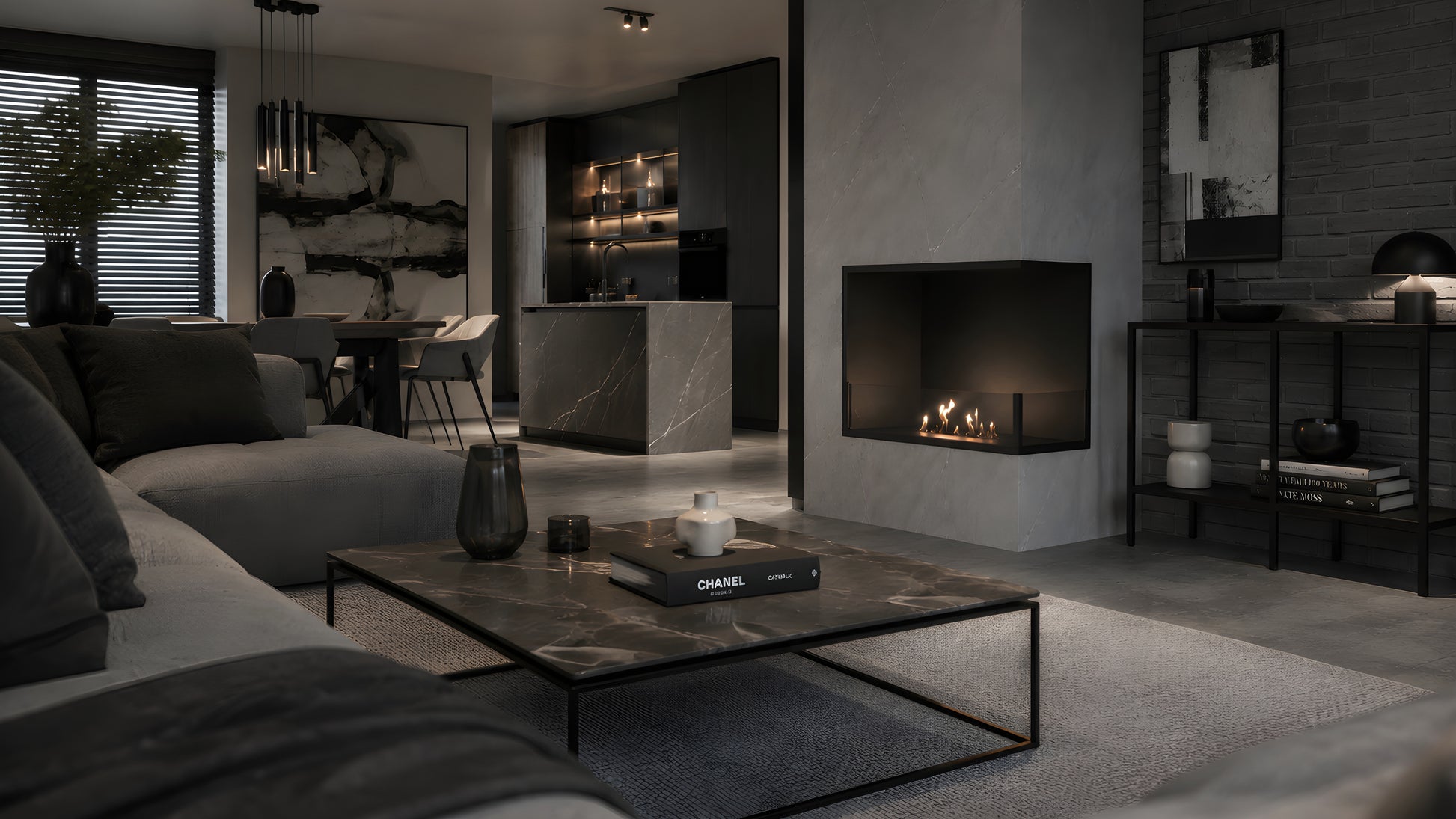 Base Right Built-in Corner Fireplace 70 cm